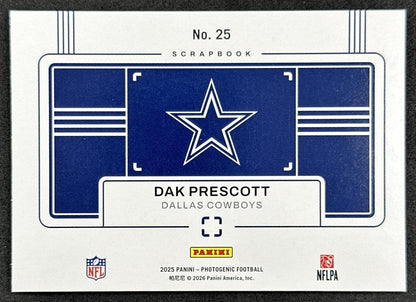 Dak Prescott 2025 Panini PhotoGenic Scrapbook Cowboys Sports Trading Cards