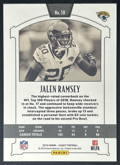 Jalen Ramsey 2019 Panini Legacy Green /100 Jaguars back