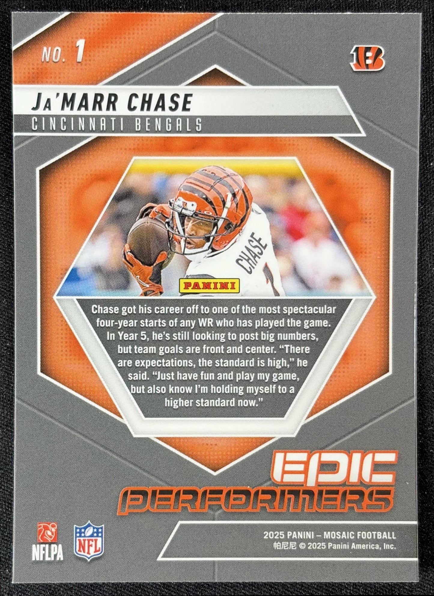 Ja'Marr Chase 2025 Panini Mosaic Epic Performers Mosaic Prizm Bengals