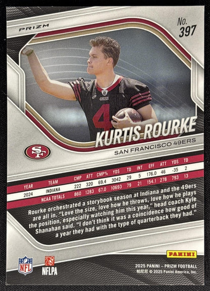 Kurtis Rourke 2025 Panini Prizm Red White BLue 49ers Sports Trading Cards