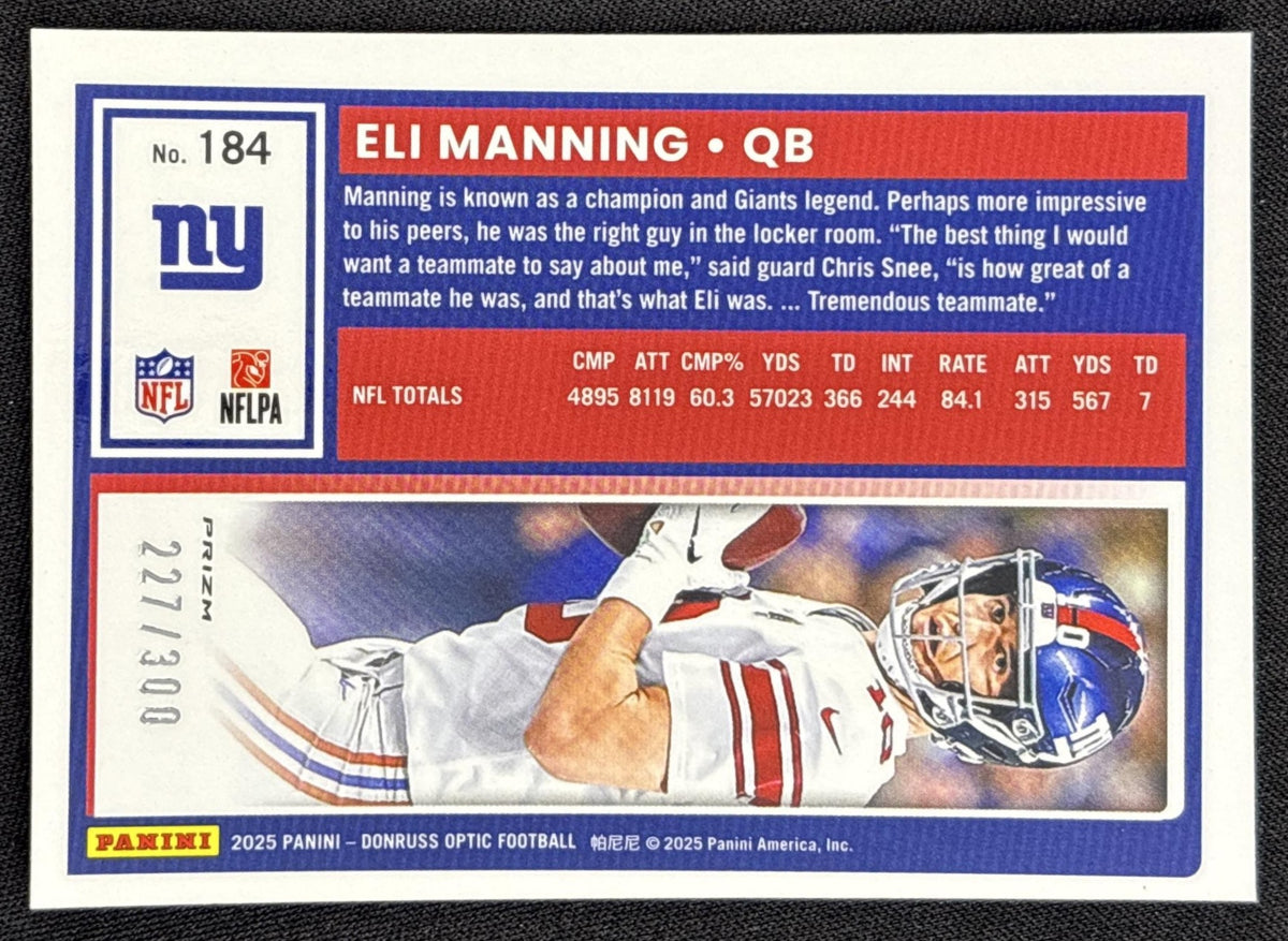 Eli Manning 2025 Panini Donruss Optic Wave Prizm /300 Giants