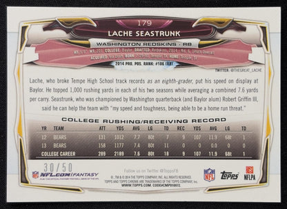 Lache Seastrunk 2014 Topps Chrome Gold Refractor /50 Redskins