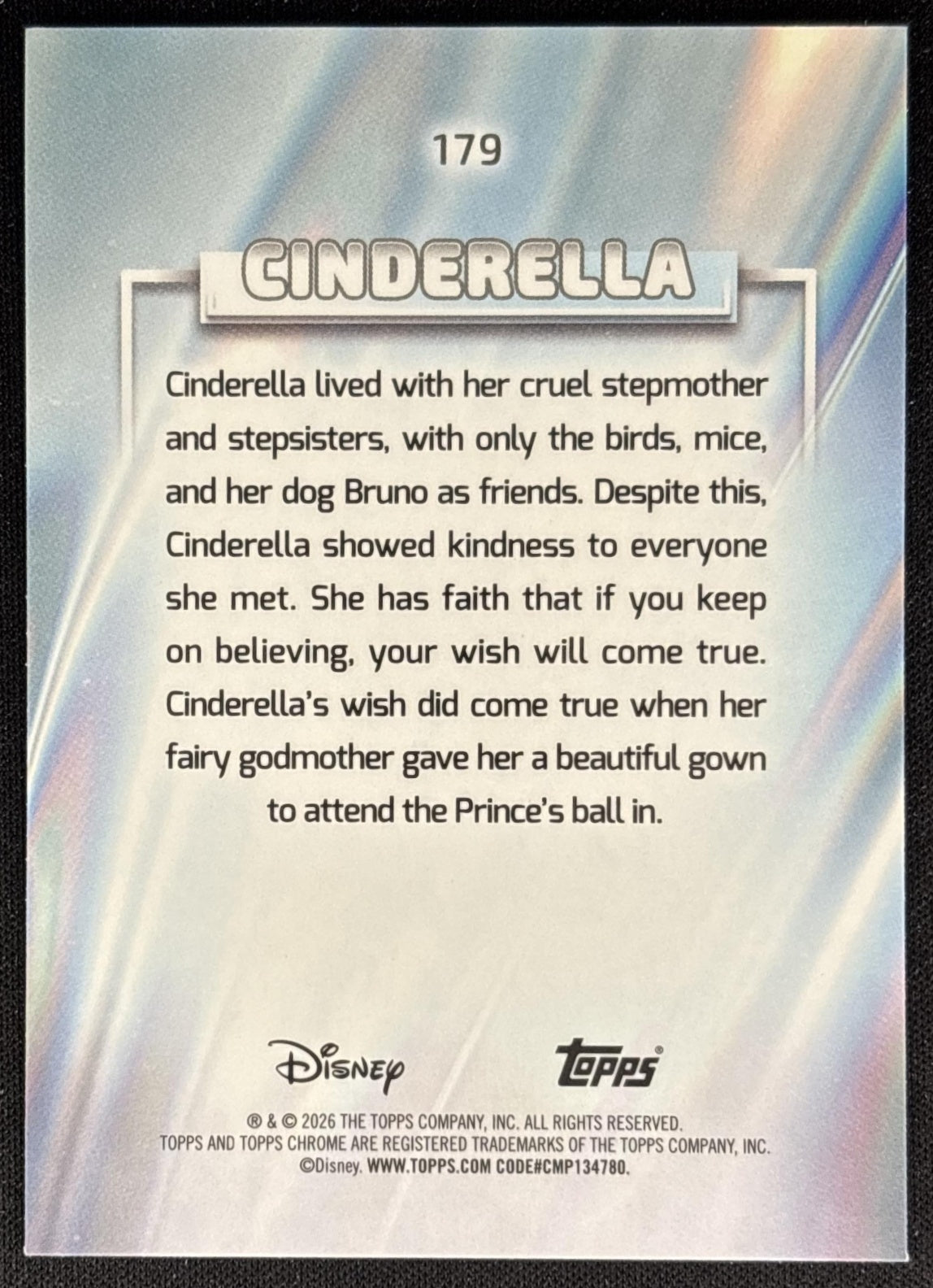 Cinderella 2026 Topps Chrome Disney back