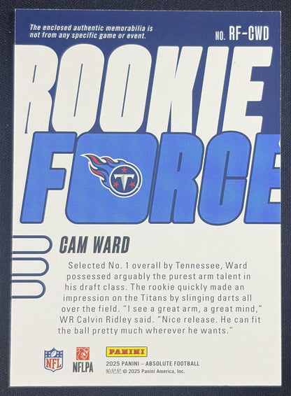 Cam Ward 2025 Panini Absolute Rookie Force Titans