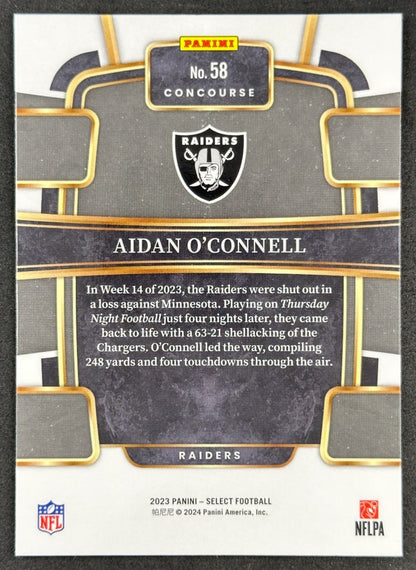 Aidan O'Connell 2023 Select Concourse Rookie Raiders Football Card