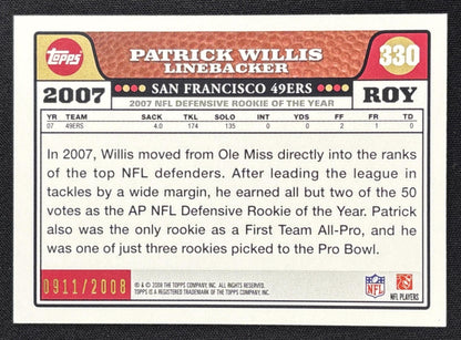 Patrick Willis 2008 Topps Gold /2008 49ers back