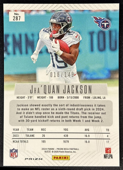 Jha Quan Jackson 2024 Panini Prizm Deca Blue /149 Titans Sports Trading Cards