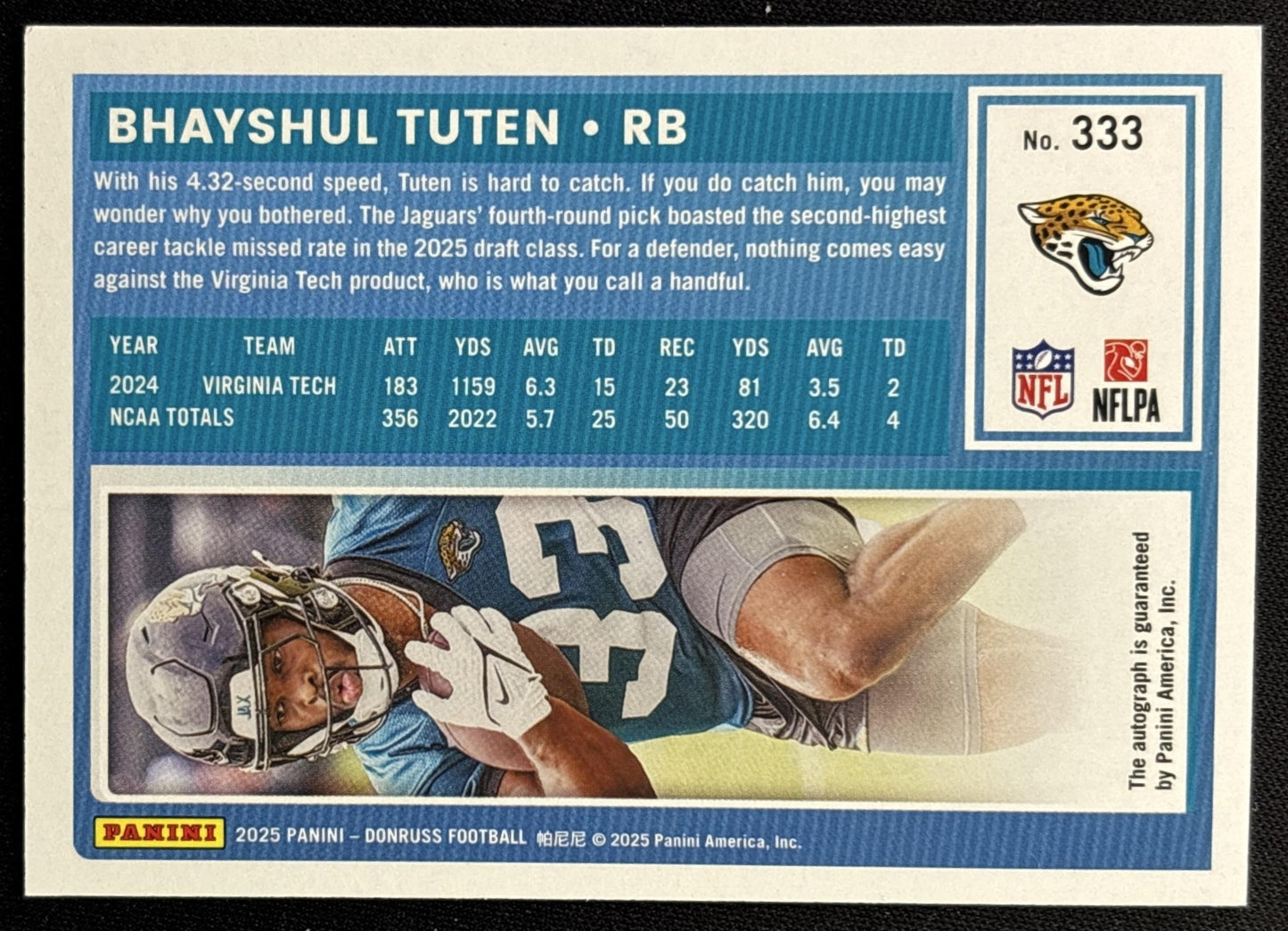 *Damaged* Bhayshul Tuten 2025 Panini Donruss Rated Rookie Auto Purple /150 Jaguars Sports Trading Cards