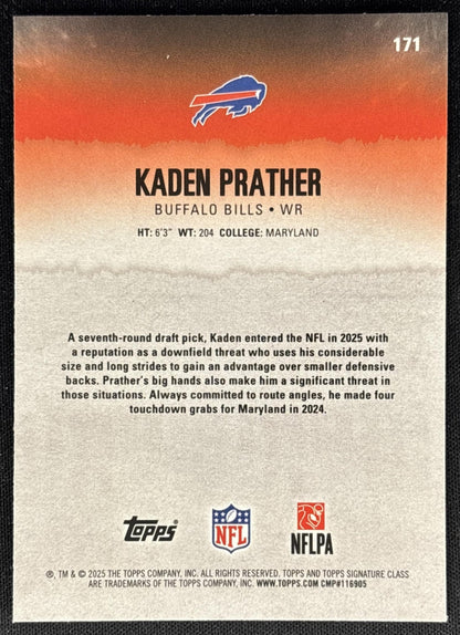 Kaden Prather 2025 Topps Signature Class Chrome Rookie Bills Sports Trading Cards