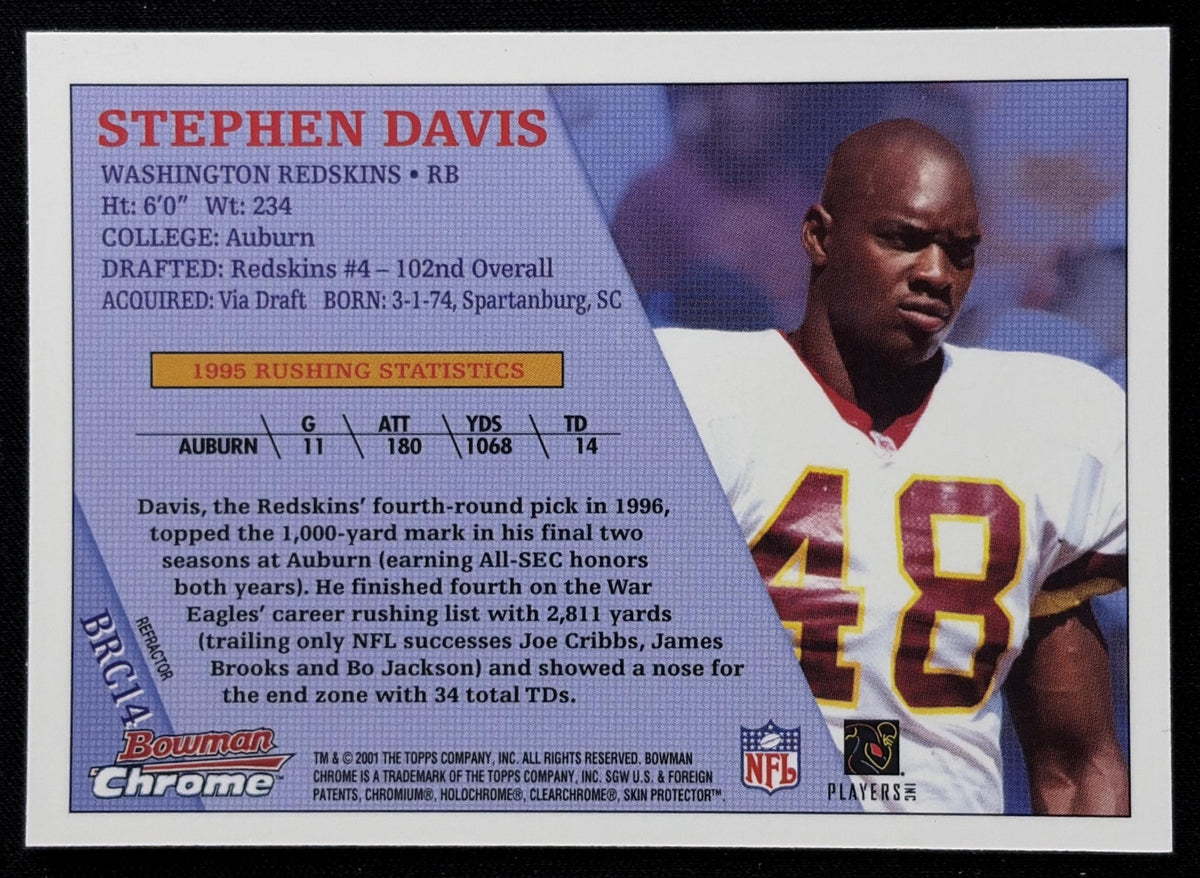 Stephen Davis 2001 Bowman Chrome 1996 Rookies Refractor Redskins