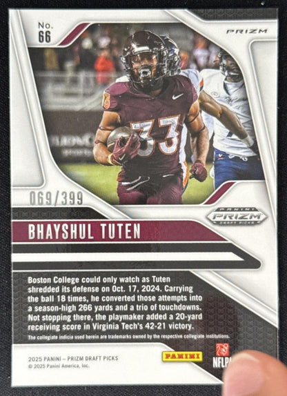 Bhayshul Tuten 2025 Panini Prizm Draft Picks Red /399 Hokies Sports Trading Card