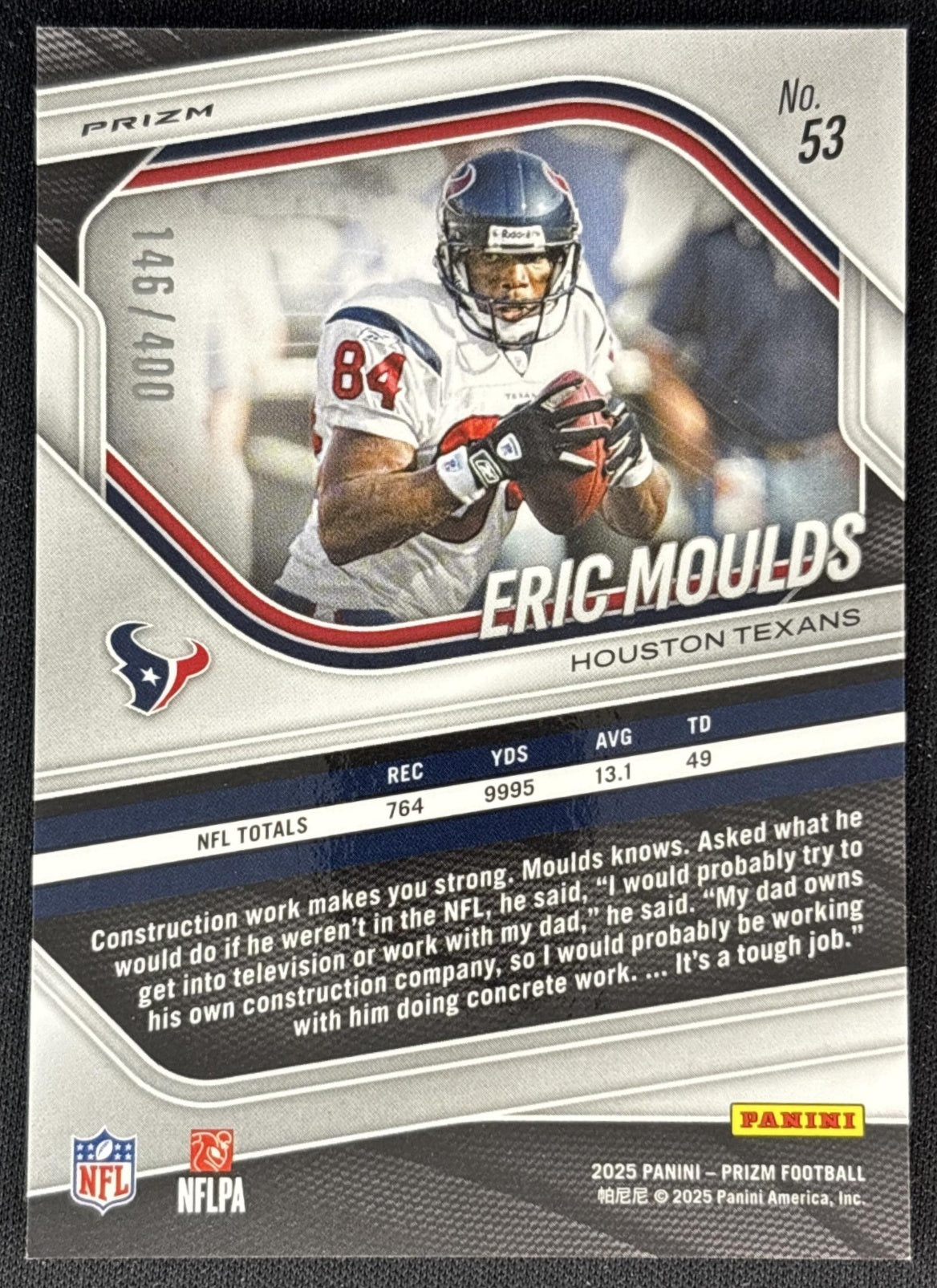 Eric Moulds 2025 Panini Prizm Pandora /400 Texans back