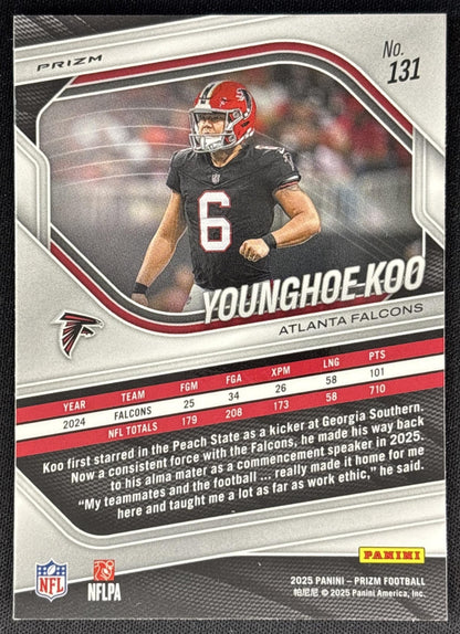 Younghoe Koo 2025 Panini Prizm Choice Blue Yellow & Green Falcons Sports Trading Card
