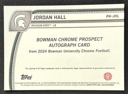 Jordan Hall 2024 Bowman Chrome University Prospect Auto Spartans