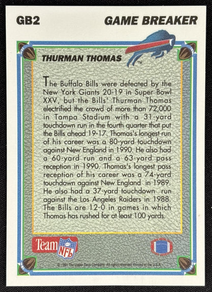 Thurman Thomas 1991 Upper Deck Game Breakers Bills