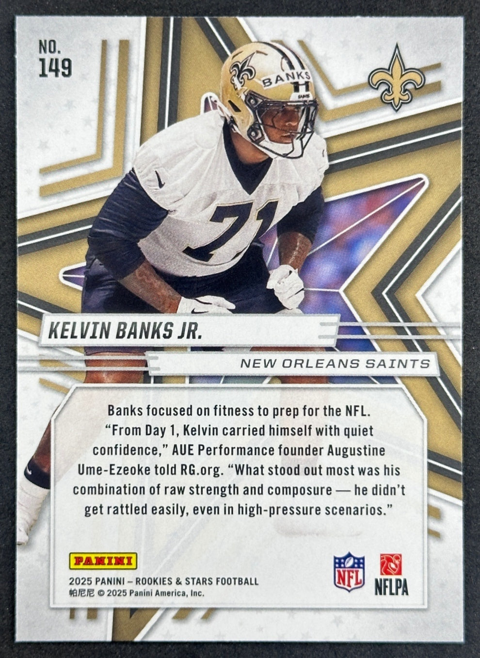Kelvin Banks Jr. 2025 Panini Rookies & Stars Saints Football