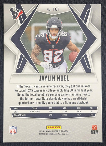 Jaylin Noel 2025 Panini Phoenix Purple Seismic Prizm /49 Texans Houston Texans