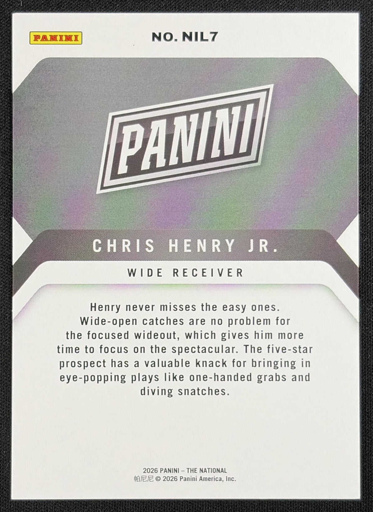 Chris Henry Jr. 2026 Panini NSCC Silver Pack Blue /99
