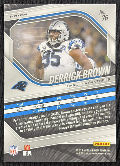 Derrick Brown 2025 Panini Prizm Red Shimmer /49 Panthers