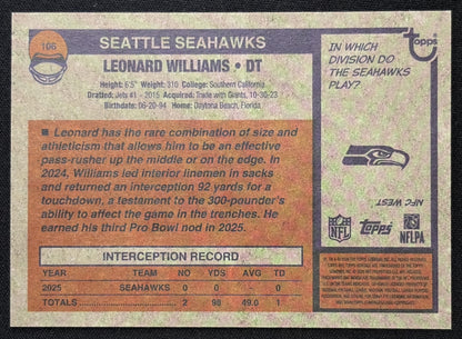 Leonard Williams 2026 Topps Heritage Dark Green Border Seahawks