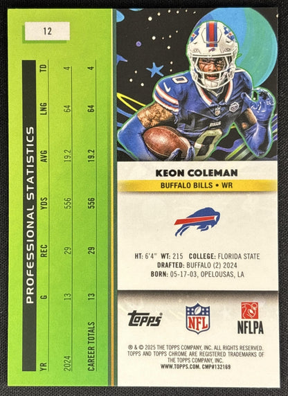 Keon Coleman 2025 Topps Cosmic Chrome Bills back