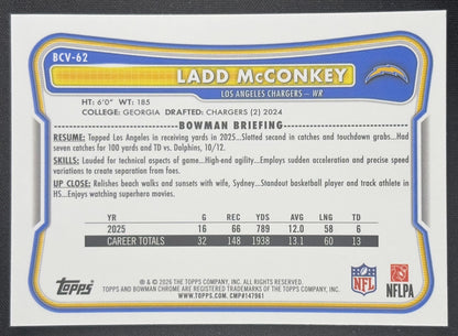 Ladd McConkey 2026 Bowman Chrome NFL Mojo Refractor Chargers