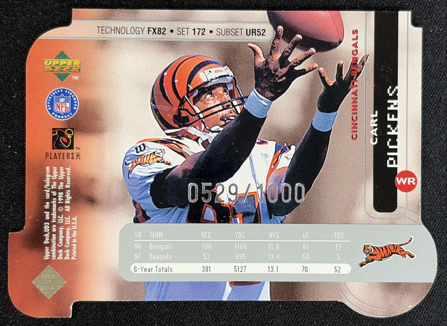 Carl Pickens 1998 Upper Deck UD3 Die Cuts /1000 Bengals