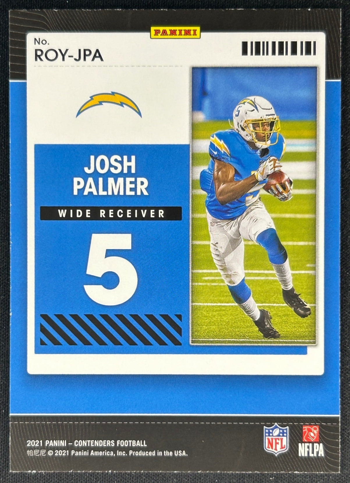 Josh Palmer 2021 Panini Contenders Rookie of the Year Chargers Sports Trading Cards