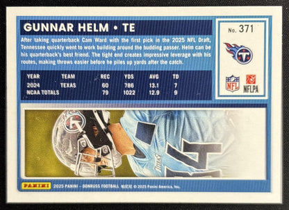 Gunnar Helm 2025 Panini Donruss Rated Rookie Press Proof Silver /199