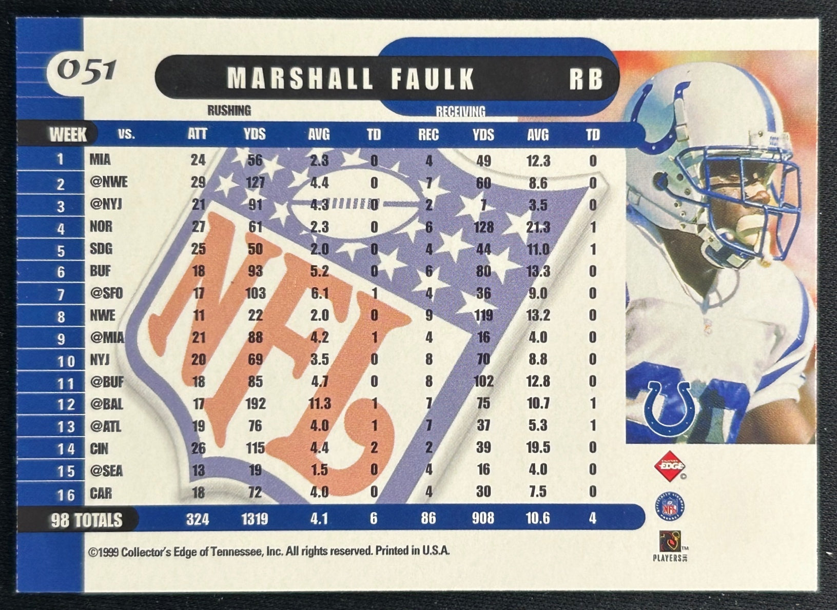 Marshall Faulk 1999 Supreme Colts