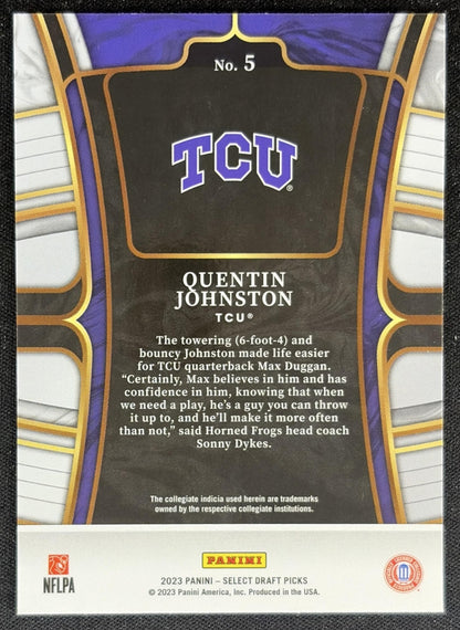 Quentin Johnston 2023 Panini Select Draft Picks Blue Retail Horned Frogs Sports Trading Card