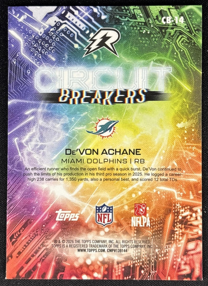 De'Von Achane 2025 Topps Resurgence Circuit Breakers Dolphins