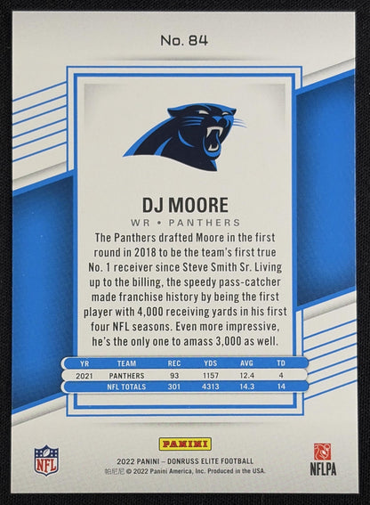 DJ Moore 2022 Panini Donruss Elite Aspirations Shimmer /499 Panthers Carolina Panthers Sports Trading Card