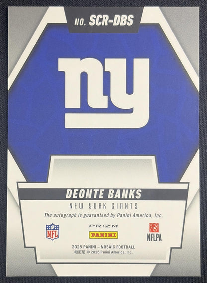 Deonte Banks 2025 Panini Mosaic Scripts Giants