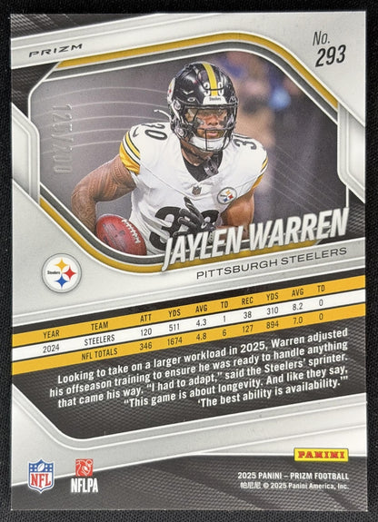 Jaylen Warren 2025 Panini Prizm Hyper /200 Steelers Back