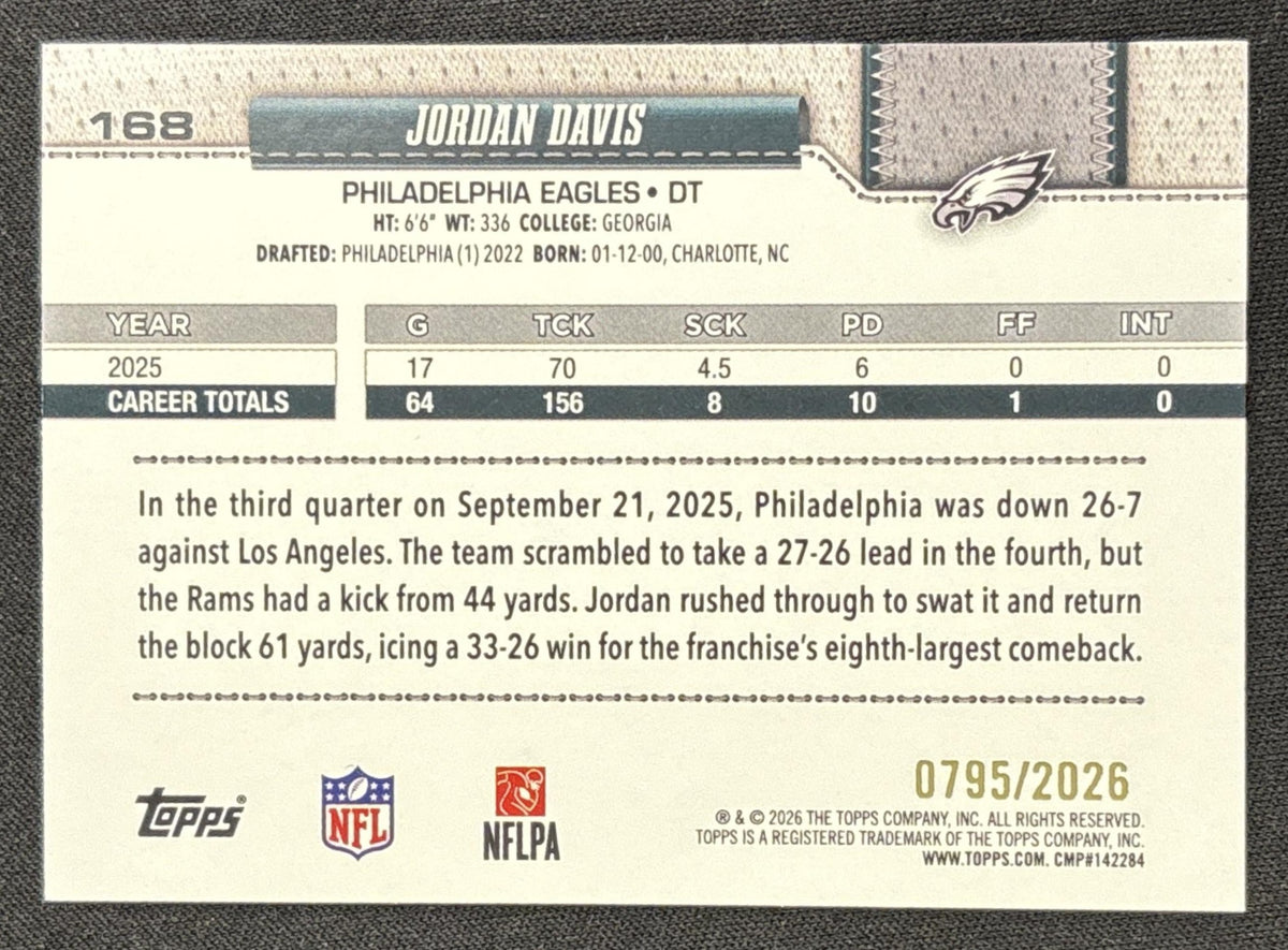 Jordan Davis 2026 Topps Gold /2026 Eagles