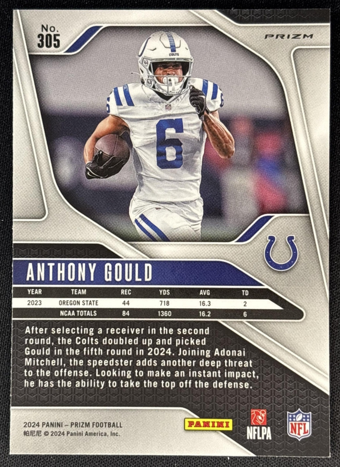 Anthony Gould 2024 Panini Prizm No Huddle Colts