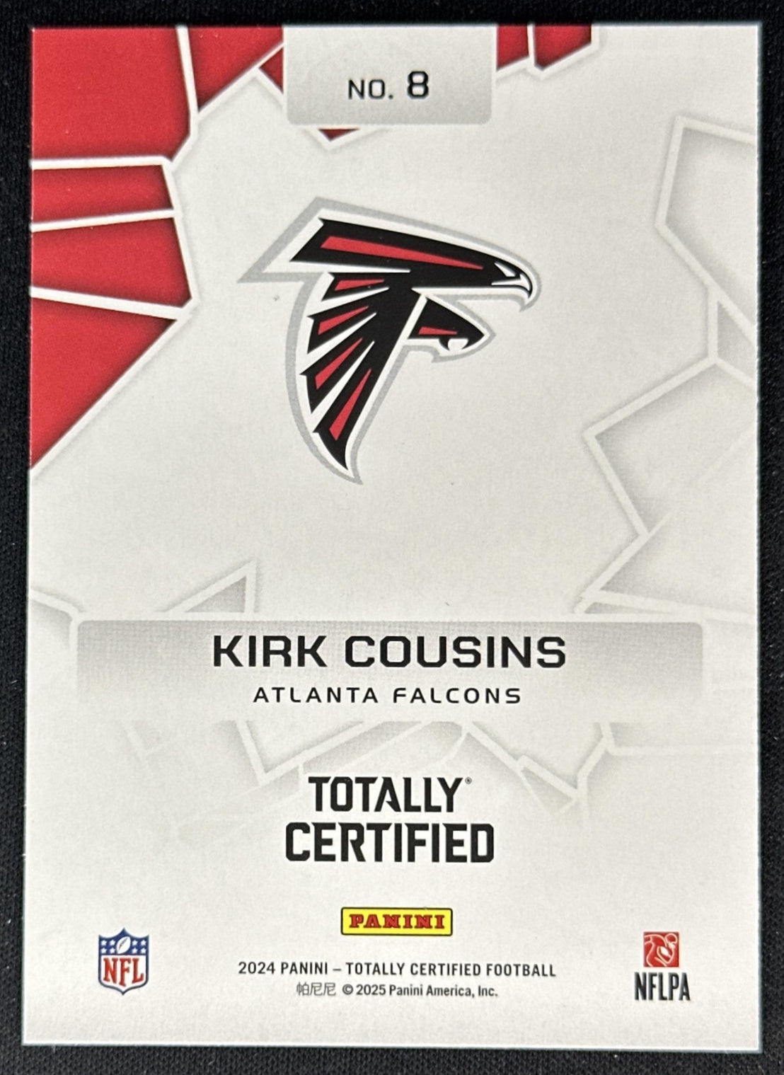 Kirk Cousins 2024 Panini Totally Certified Intriguing Players Falcons back