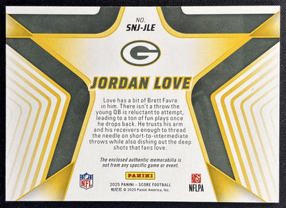Jordan Love 2025 Panini Score Stars of the NFL Jersey Packers Back