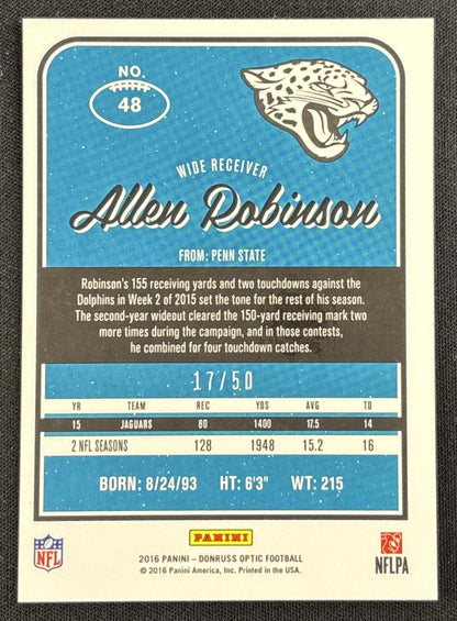 Allen Robinson 2016 Panini Donruss Optic Carolina Blue /50 Jaguars Sports Trading Card