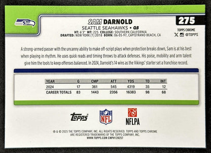 Sam Darnold 2025 Topps Chrome Prism Refractor Seahawks