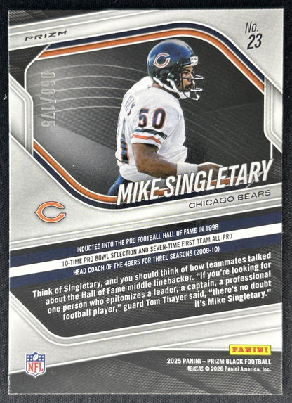 Mike Singletary 2025 Panini Prizm Black White /175 Bears Back