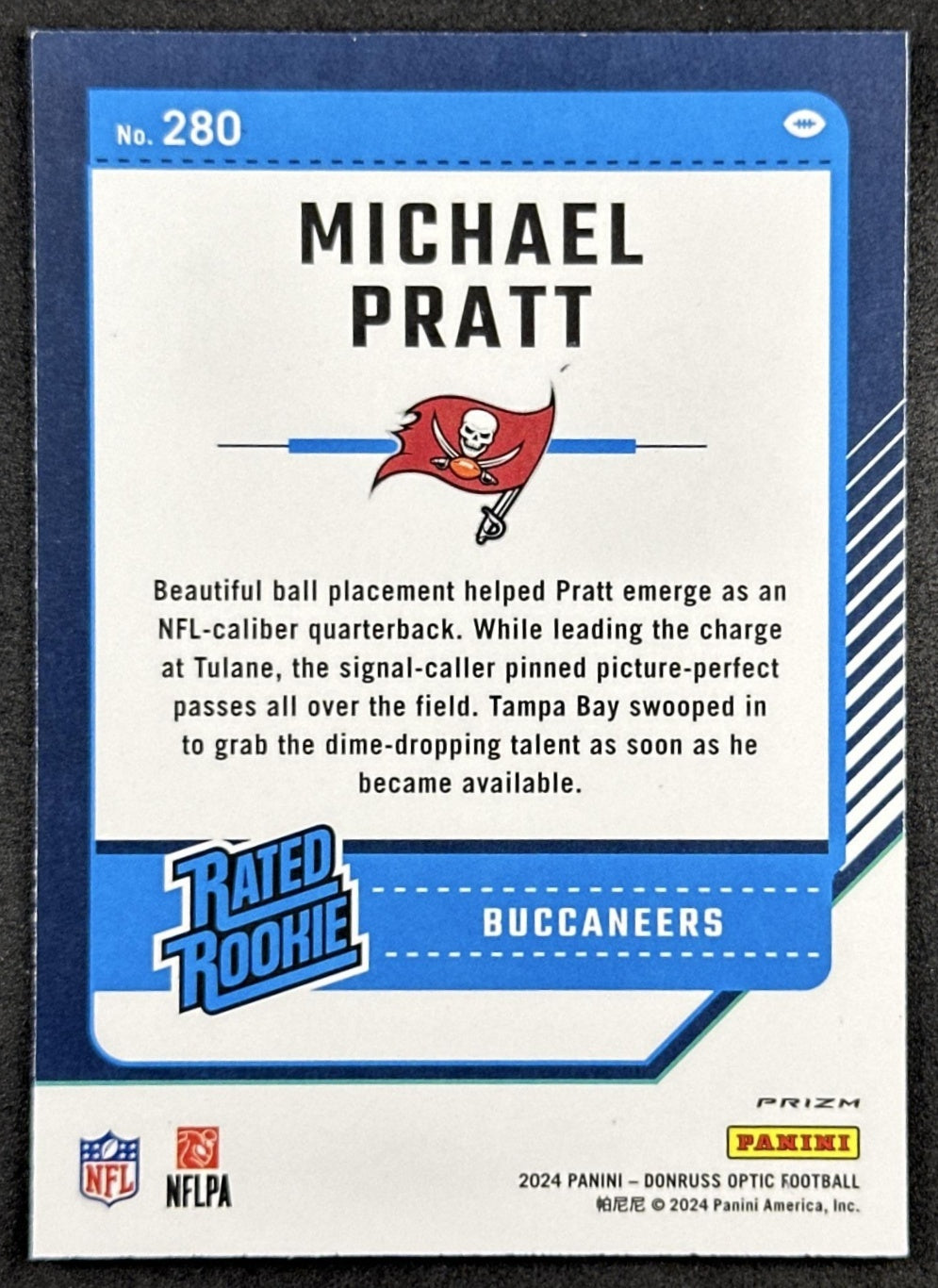 Michael Pratt 2024 Panini Donruss Optic Purple Shock Buccaneers Back