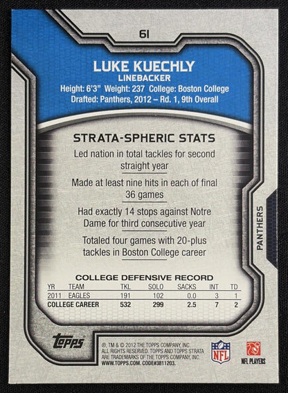 Luke Kuechly 2012 Topps Strata Hobby Panthers Sports Trading Card