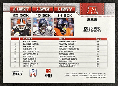 Nik Bonitto Danielle Hunter Myles Garrett 2026 Topps Flagship Sports Trading Cards