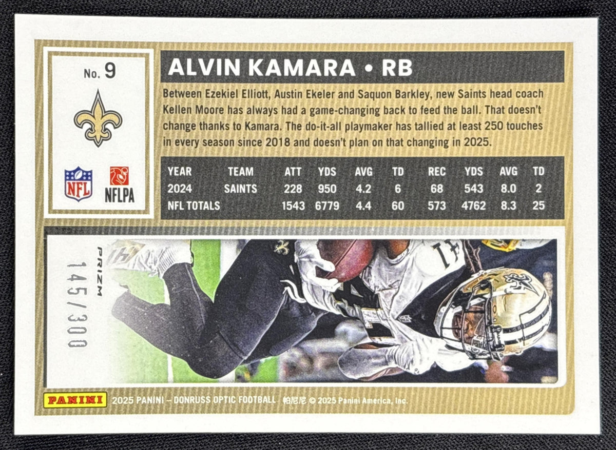 Alvin Kamara 2025 Panini Donruss Optic Wave Prizm /300 Saints