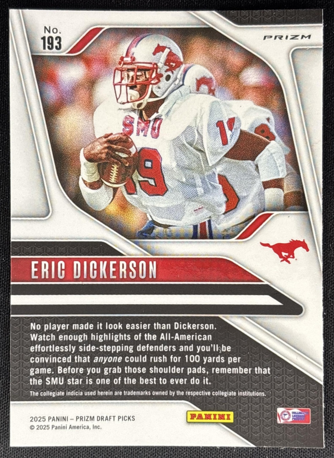 Eric Dickerson 2025 Panini Prizm Draft Picks Red Ice Mustangs Rams Sports Trading Cards
