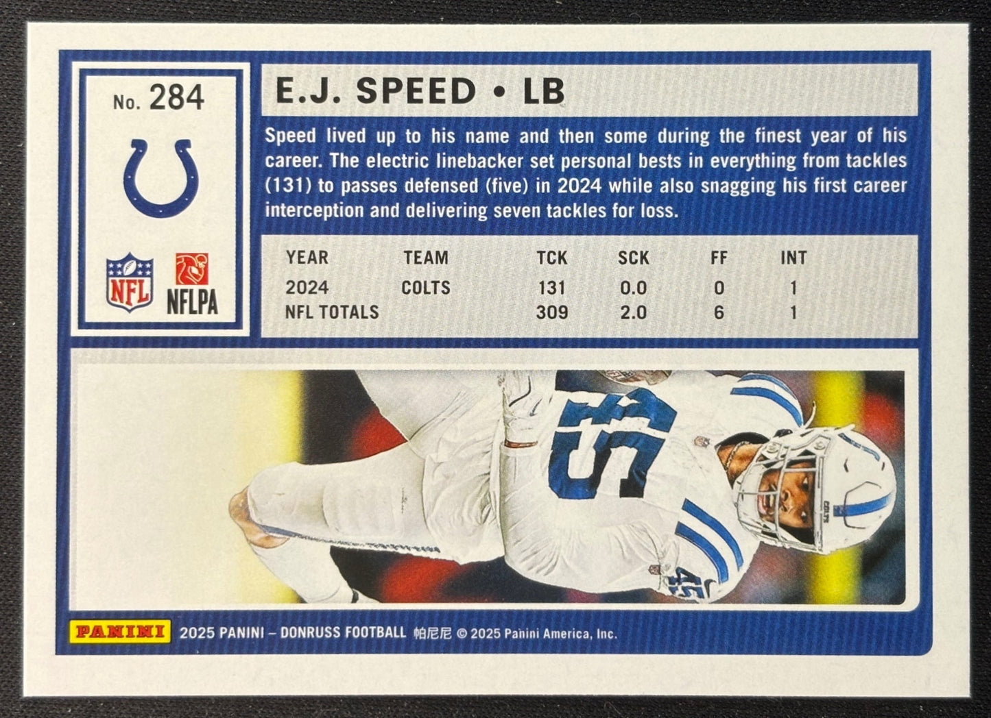 E.J. Speed 2025 Donruss Press Proof Red Colts Football