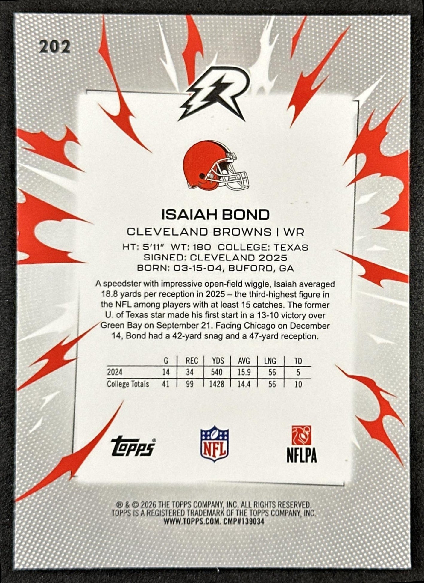 Isaiah Bond 2025 Topps Resurgence Prism Refractor Browns