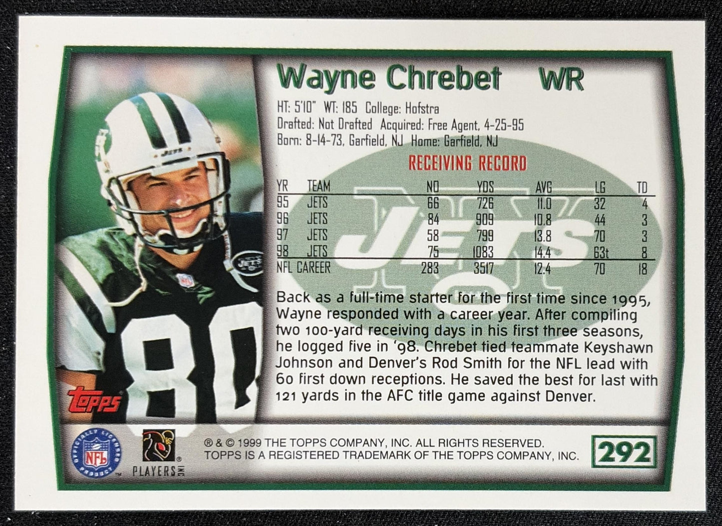 Wayne Chrebet 1999 Topps Jets